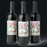 Laten we Blitzen Christmas Wine Bottle Label krijg Wijn Etiket<br><div class="desc">De perfecte manier om de Feestdagen te vieren met je familie en vrienden!</div>