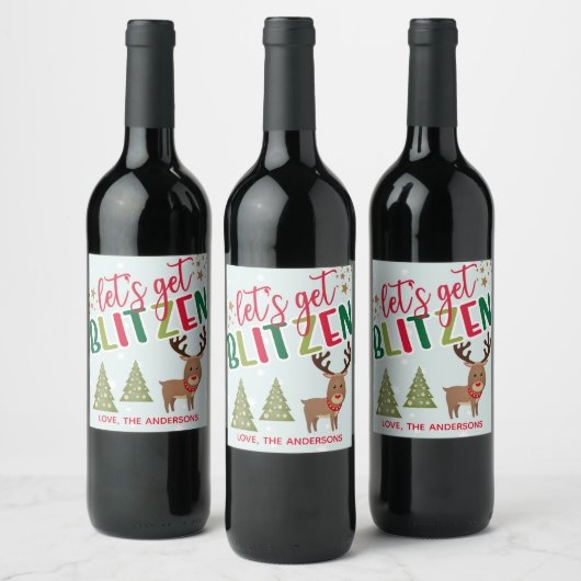 Laten we Blitzen Christmas Wine Bottle Label krijg Wijn Etiket (Flessen)