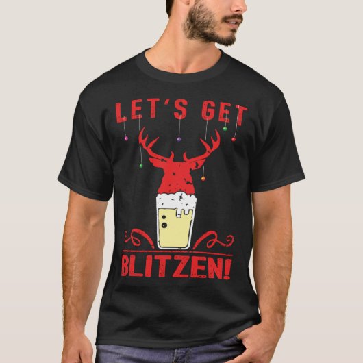 Laten we Blitzen feestelijke kerstjacht & bij T-shirt (Voorkant)