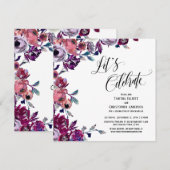 Laten we bloeiende schrift bold bloemen vieren kaart (Voorkant / Achterkant)