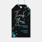 Laten we Blue Bokeh Gradient Black Verjaardag vier Cadeaulabel (Voorkant)