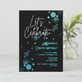 Laten we Blue Bokeh Gradient Black Verjaardag vier Kaart (Staand voorkant)