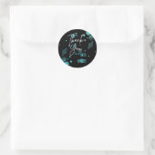 Laten we Blue Bokeh Gradient Black Verjaardag vier Ronde Sticker (Tas)