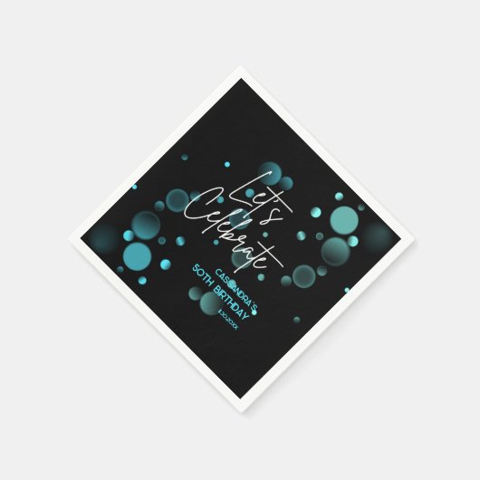 Laten we Blue Bokeh Gradient Black Verjaardag vier Servet (Hoek)