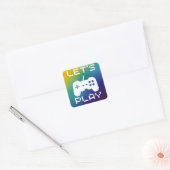 Laten we Blue Yellow Square Gaming spelen Vierkante Sticker (Envelop)