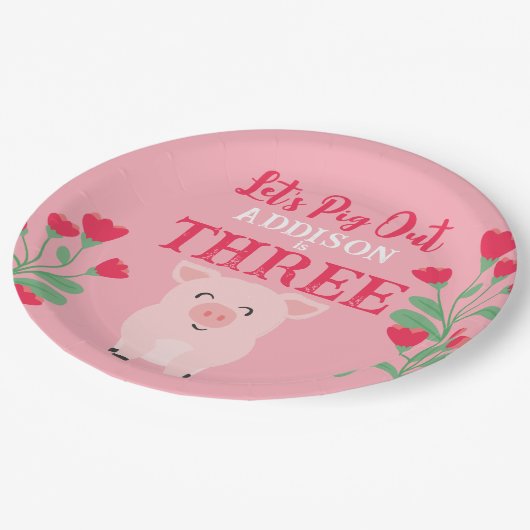 Laten we Boerderij Dieren Bloemen Meisjes Verjaard Papieren Bordje (Gekanteld)