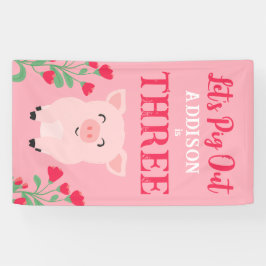 Laten we Boerderij Dieren Bloemen Meisjes Verjaard Spandoek