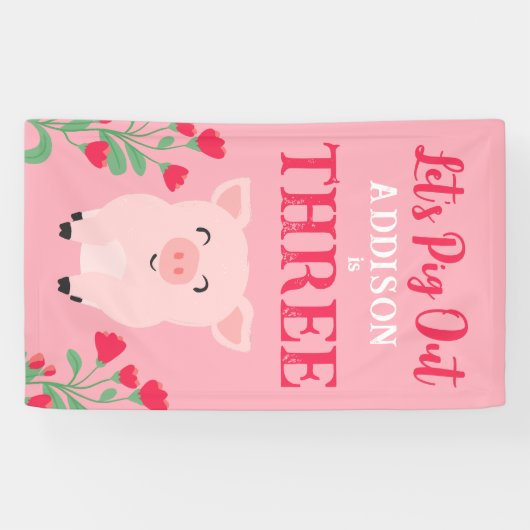 Laten we Boerderij Dieren Bloemen Meisjes Verjaard Spandoek (Horizontaal)