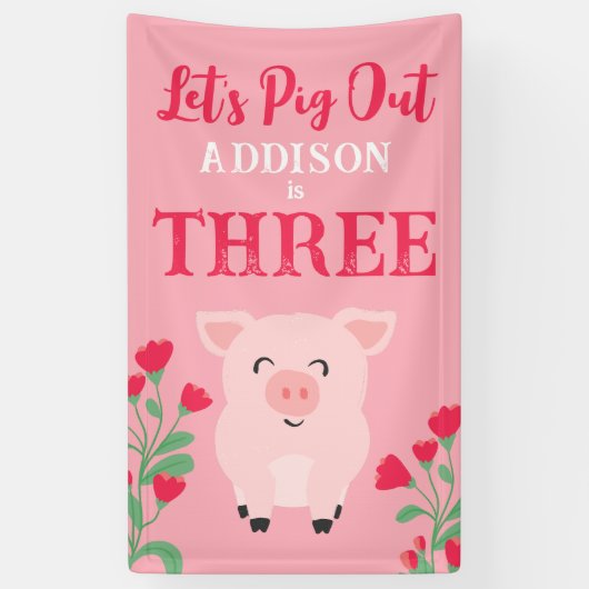 Laten we Boerderij Dieren Bloemen Meisjes Verjaard Spandoek (Verticaal)