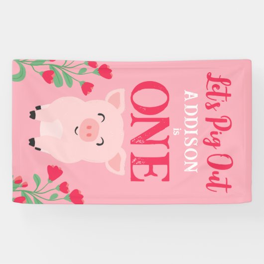 Laten we Boerderij Dieren Bloemen Meisjes Verjaard Spandoek (Horizontaal)