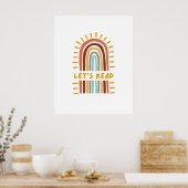 Laten we Boho Rainbow Classroom Homeschool lezen Poster (Keuken)