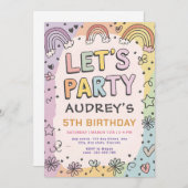 Laten we Boho Rainbow Kleurrijke Retro feesten Kaart (Voorkant / Achterkant)