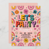 Laten we Boho Rainbow Pink Retro vieren Kaart (Voorkant / Achterkant)