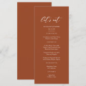 Laten we Boho Terracotta Bruiloft Eten Menu (Voorkant / Achterkant)