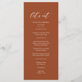 Laten we Boho Terracotta Bruiloft Eten Menu