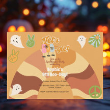 Laten we boo-gie halloween retro kinderen verjaard