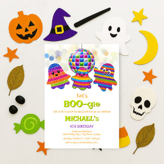 Laten we BOO-gie Kids Disco Halloween Verjaardagsf Kaart