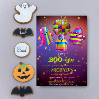Laten we BOO-gie Kids Disco Halloween Verjaardagsf Kaart