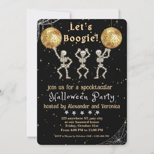 Laten we Boogie! Black & Gold Disco Halloween fees Kaart (Voorkant)