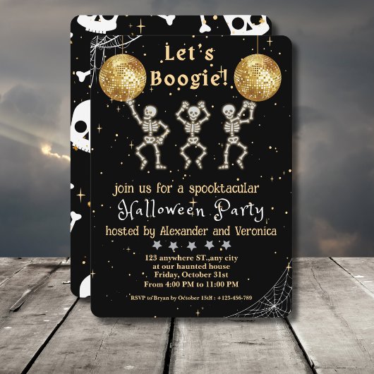 Laten we Boogie! Black & Gold Disco Halloween fees Kaart
