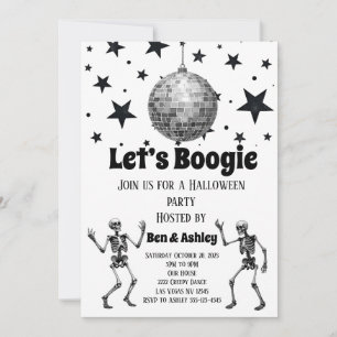 Laten we Boogie Dansen Disco Bal Halloween Feest Kaart
