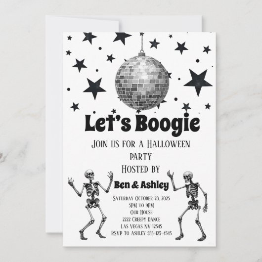 Laten we Boogie Dansen Disco Bal Halloween Feest Kaart (Voorkant)