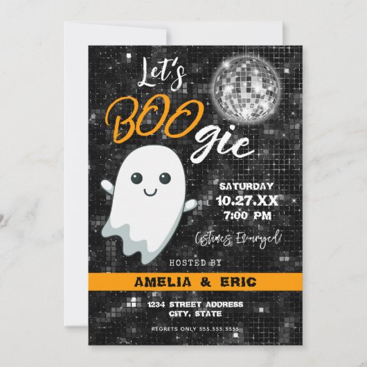 Laten we BOOgie Disco Halloween Party Kaart (Voorkant)