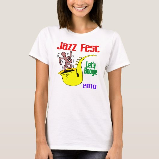 Laten we boogie op Jazz Fest T-shirt (Voorkant)
