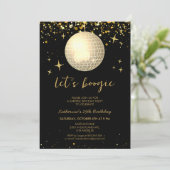 Laten we Boogie Retro Disco Bal Glitters Verjaarda Kaart (Staand voorkant)