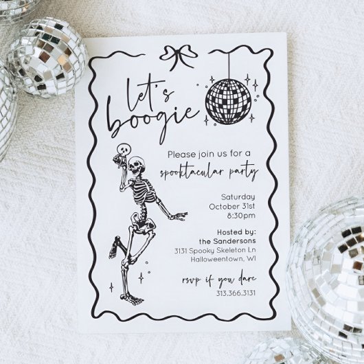 Laten we Boogie Skelet Halloween Uitnodiging