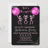 Laten we Boogie! Zwarte en Roze Disco Halloween Pa Kaart (Voorkant)