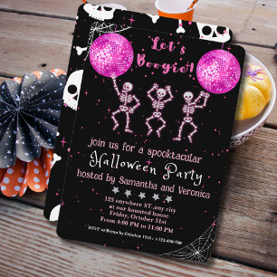 Laten we Boogie! Zwarte en Roze Disco Halloween Pa Kaart