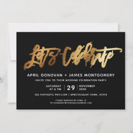 Laten we borstel typografie bruiloft uitnodiging v