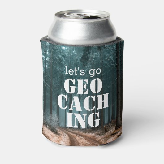 Laten we Bossen en geocacher-cadeautjes meenemen Blikjeskoeler (Blikje Achterkant)