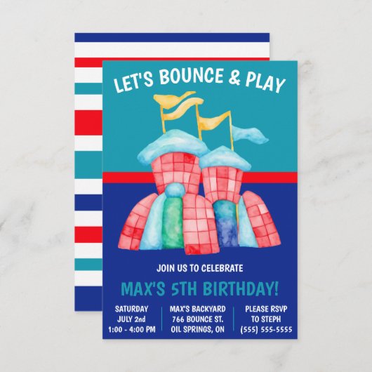 Laten we Bounce & Play! Bouncy Castle verjaardagsf Kaart (Voorkant / Achterkant)