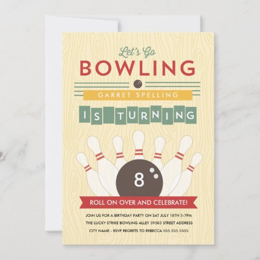 Laten we Bowl! Birthday Party Invitation Kaart (Voorkant)