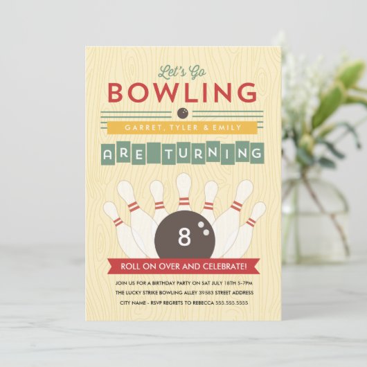 Laten we Bowl! Veelvoudige Uitnodiging van de Part (Staand voorkant)