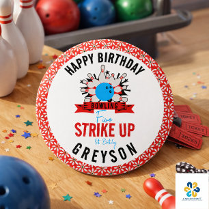 Laten we bowlen! Leuk kinderfeestje 5e verjaardag  Ronde Button 7,6 Cm