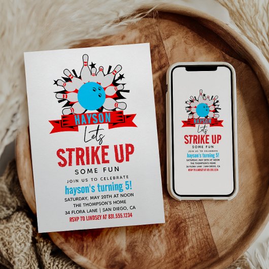 Laten we bowlen! Leuke Kinder 5e Verjaardag Party Kaart