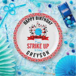 Laten we bowlen! Leuke Kinder 5e Verjaardag Party Papieren Bordje