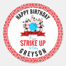 Laten we bowlen! Leuke Kinder 5e Verjaardag Party Ronde Sticker