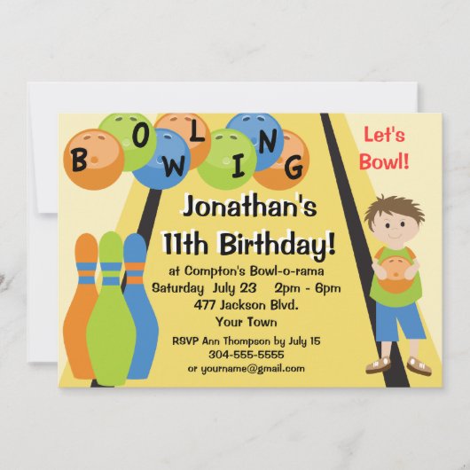 Laten we Bowling Birthday Party gaan Kaart (Voorkant)