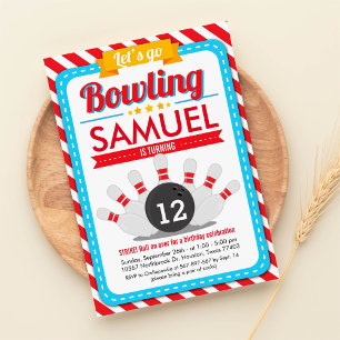 Laten we Bowling Birthday Party Invitation gaan Kaart