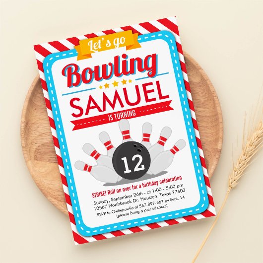 Laten we Bowling Birthday Party Invitation gaan Kaart