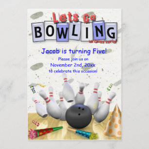 Laten we Bowling gaan!  Birthday Party Invitation Kaart