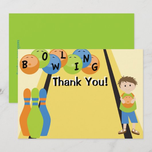 Laten we Bowling gaan Hartelijk dank Bedankkaart (Voorkant / Achterkant)