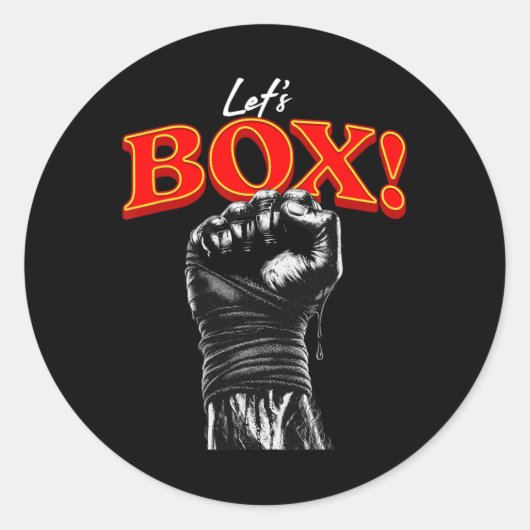 Laten we boxen ronde sticker (Voorkant)