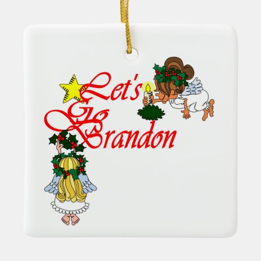 Laten we Brandon Angel kerstversiering gaan halen Keramisch Ornament (Voorkant)