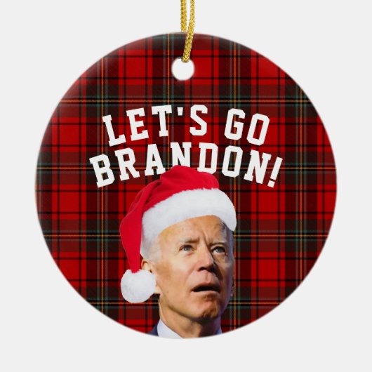 Laten we Brandon Biden kerstornament Funny gaan ha Keramisch Ornament (Voorkant)