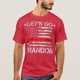 Laten we brandon brandweerman met Amerikaanse vlag T-shirt